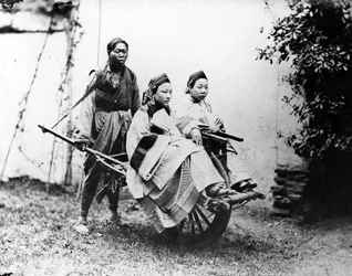 Taxi à brouette de Shanghai, vers les années 1870